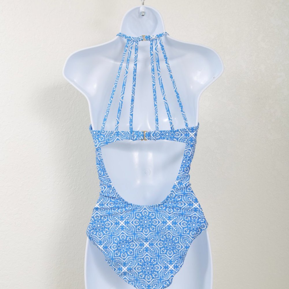 La Blanca Tile We Meet Again One Piece‎ Swimsuit, teals and blues, 4 NWOT - Picture 10 of 15